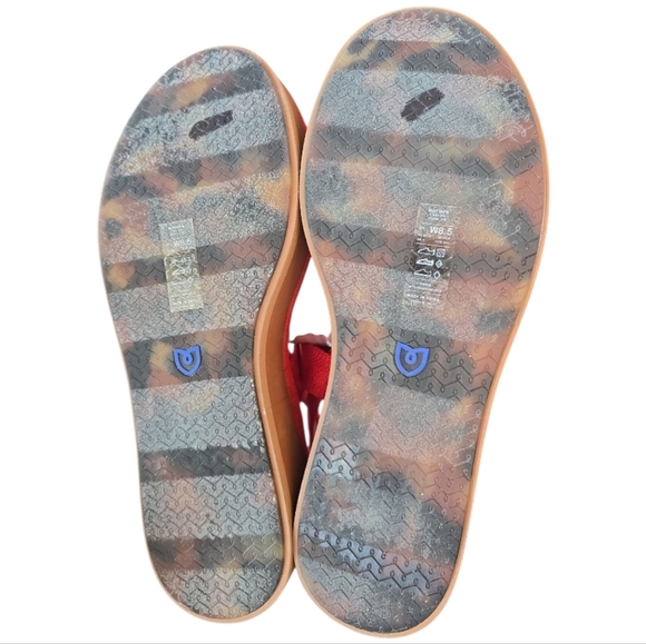 Rothy's The Lightweight Wedge Sandals Red Hot Woven 8.5 Braided Strap Like New - Picture 9 of 11